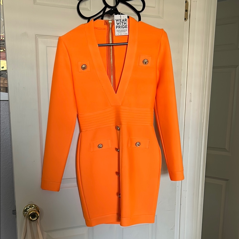Orange Button-Down Dress